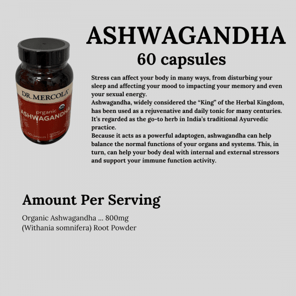 ORGANIC ASHWAGANDA. 60 CAPSULES