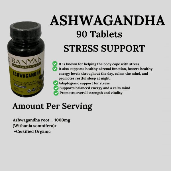 ASHWAGANDHA 90 TABLETS. STRESS SUPPORT